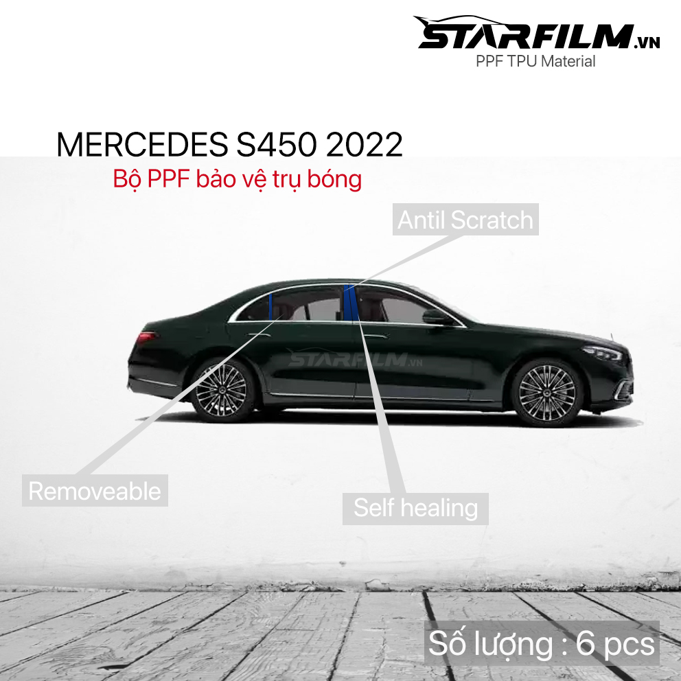 Mercedes Benz S450 2022 PPF TPU trụ bóng chống xước tự hồi phục