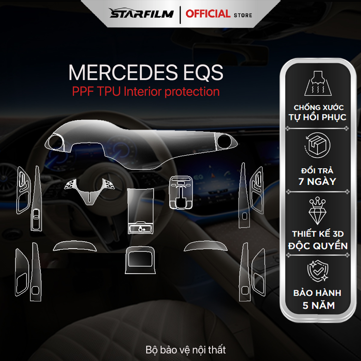Mercedes Benz EQS 2023 PPF TPU chống xước tự hồi phục STARFILM