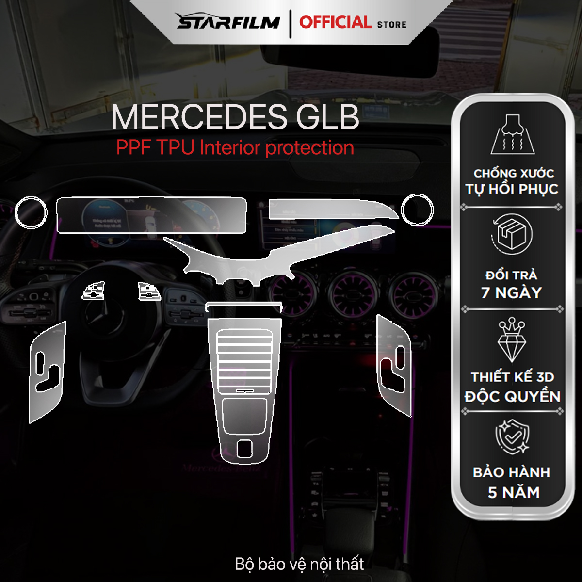 Mercedes Benz GLB PPF TPU chống xước tự hồi phục STARFILM