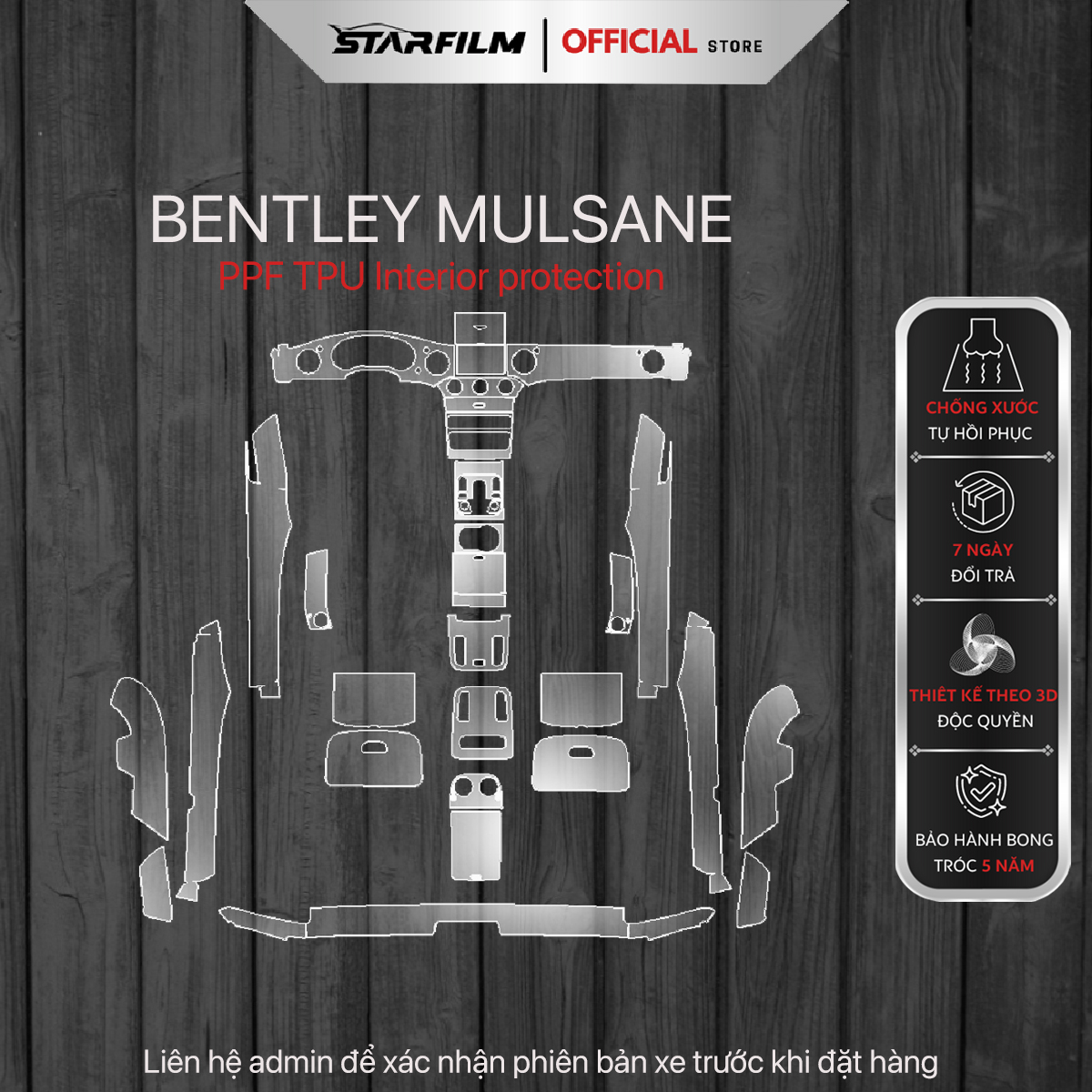 Bentley Mulsane PPF TPU bảo vệ chống xước trụ bóng STARFILM